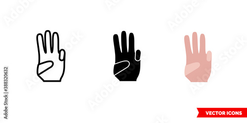 Scout hand icon of 3 types color, black and white, outline. Isolated vector sign symbol.