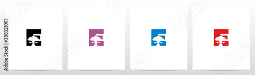 Mushroom Cloud On Letter Logo Design E