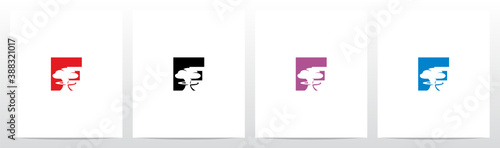 Mushroom Cloud On Letter Logo Design F