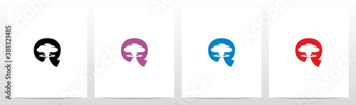 Mushroom Cloud On Letter Logo Design Q