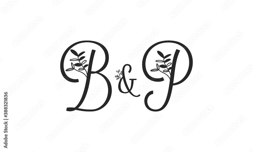 B&P floral ornate letters wedding alphabet characters B&P floral ornate letters wedding alphabet characters