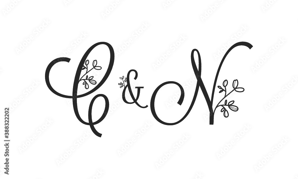 C&N floral ornate letters wedding alphabet characters C&N floral ornate letters wedding alphabet characters