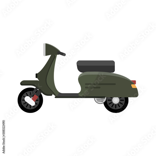 Vintage scooter isolated on white background. Flat design vector.