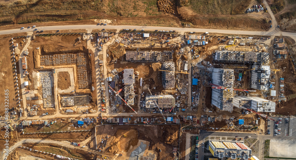 construction of a multi-storey building. Foundation. the view from the top