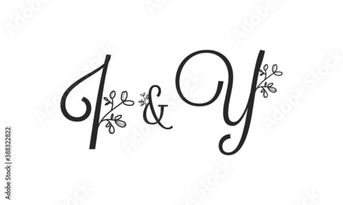 I&Y floral ornate letters wedding alphabet characters