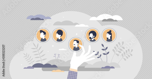 HR personnel selection with hiring best members for work tiny person concept