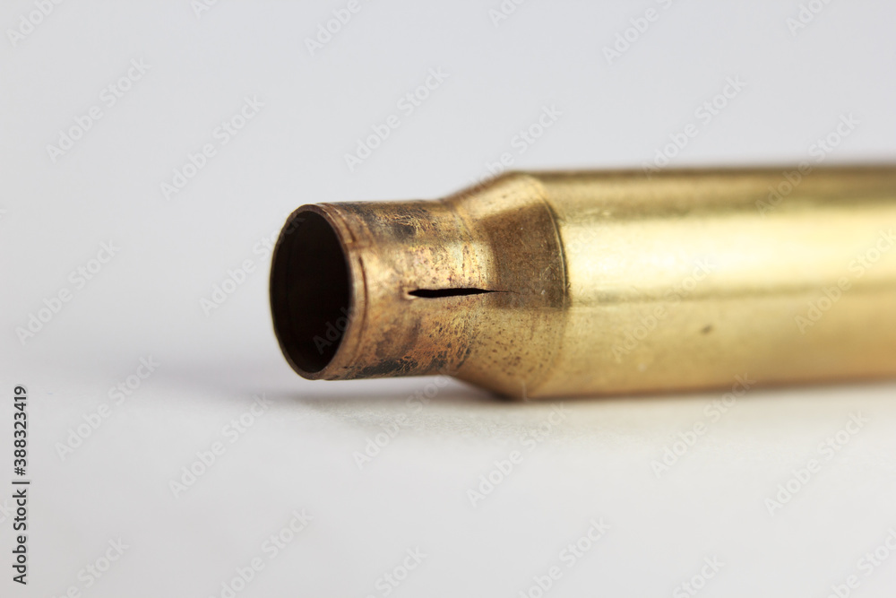 Reloading ammunition: brass inspection of split neck on 9mm and 308. Reloading ammunition: brass inspection of split neck on 9mm and 308.