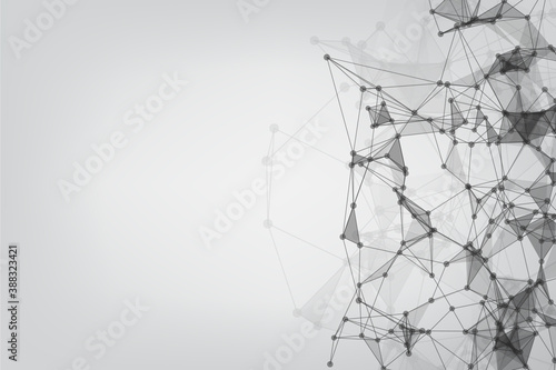 Network technology background with dots and lines for backdrop and ai design. Modern abstract concept. Futuristic HUD Background.