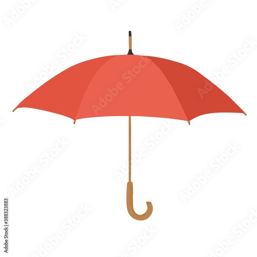 Simple minimal hand drawn cartoon style rain red open umbrella icon illustration vector design element isolated on a white background