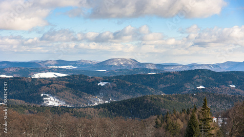Fototapeta Naklejka Na Ścianę i Meble -  Winter landscape of Beski Sadecki mountain range