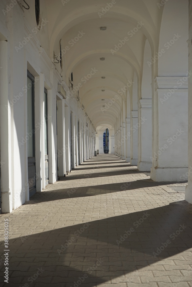 passage through the shopping arcade in Kostroma