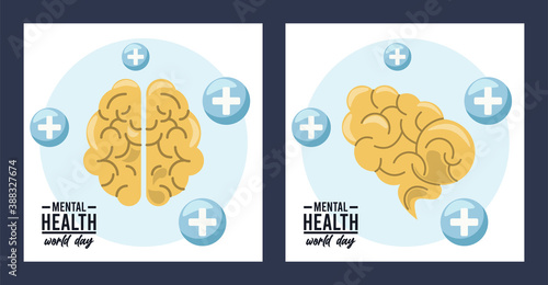 world mental health day campaign with brains