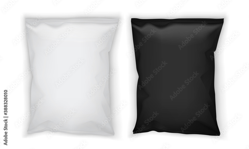 white and black paper packaging isolated on white background  mock up 