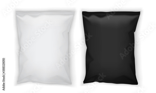 white and black paper packaging isolated on white background  mock up 