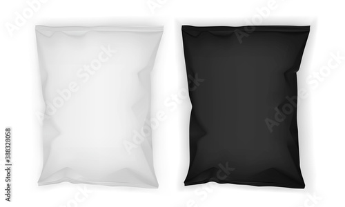white and black paper packaging isolated on white background  mock up 