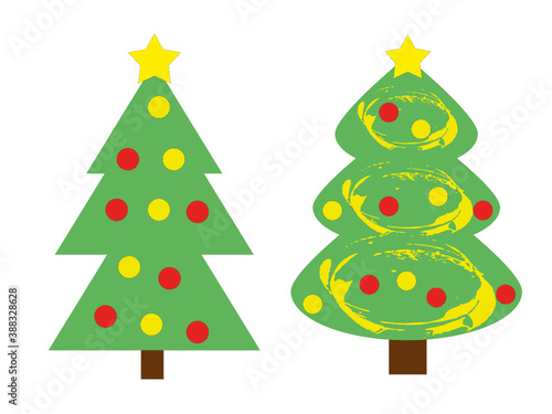 Bunte Weihnachtsbäume Vektorgrafik auf weißen Hintergrund