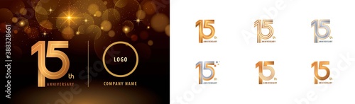 Set of 15th Anniversary logotype design, Fifteen years Celebrate Anniversary Logo