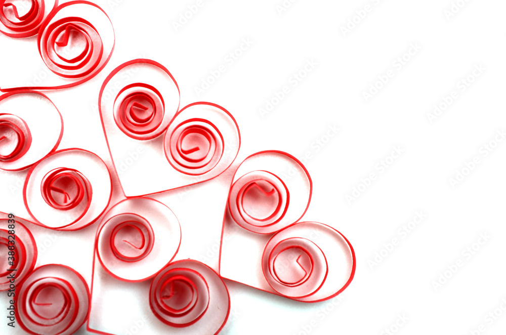 Paper quilling hearts, background Paper quilling hearts, background