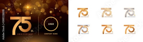 Set of 75th Anniversary logotype design, Seventy five years Celebrate Anniversary Logo photo