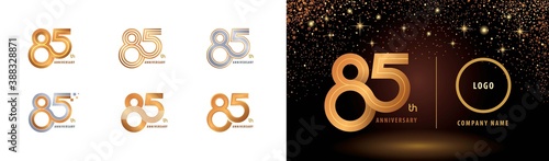 Set of 85th Anniversary logotype design, Eighty five years Celebrate Anniversary Logo photo