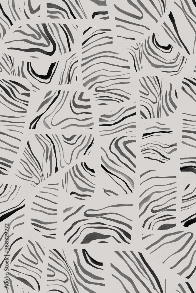 Abstract graphic pattern. Art ink zebra background for textiles, fabrics, Souvenirs, packaging, greeting cards and other designs.