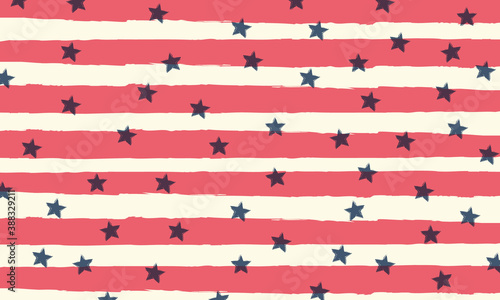 Retro coloured hand drawn stars and stripes background vector