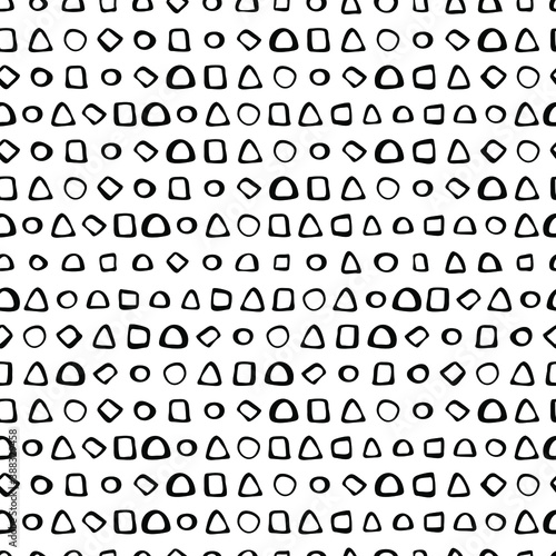 Vector seamless surface pattern design Childish background Childhood hipster Scandinavian Boho style geometric abstract pattern For printing on paper and fabric Black isolated on white background 