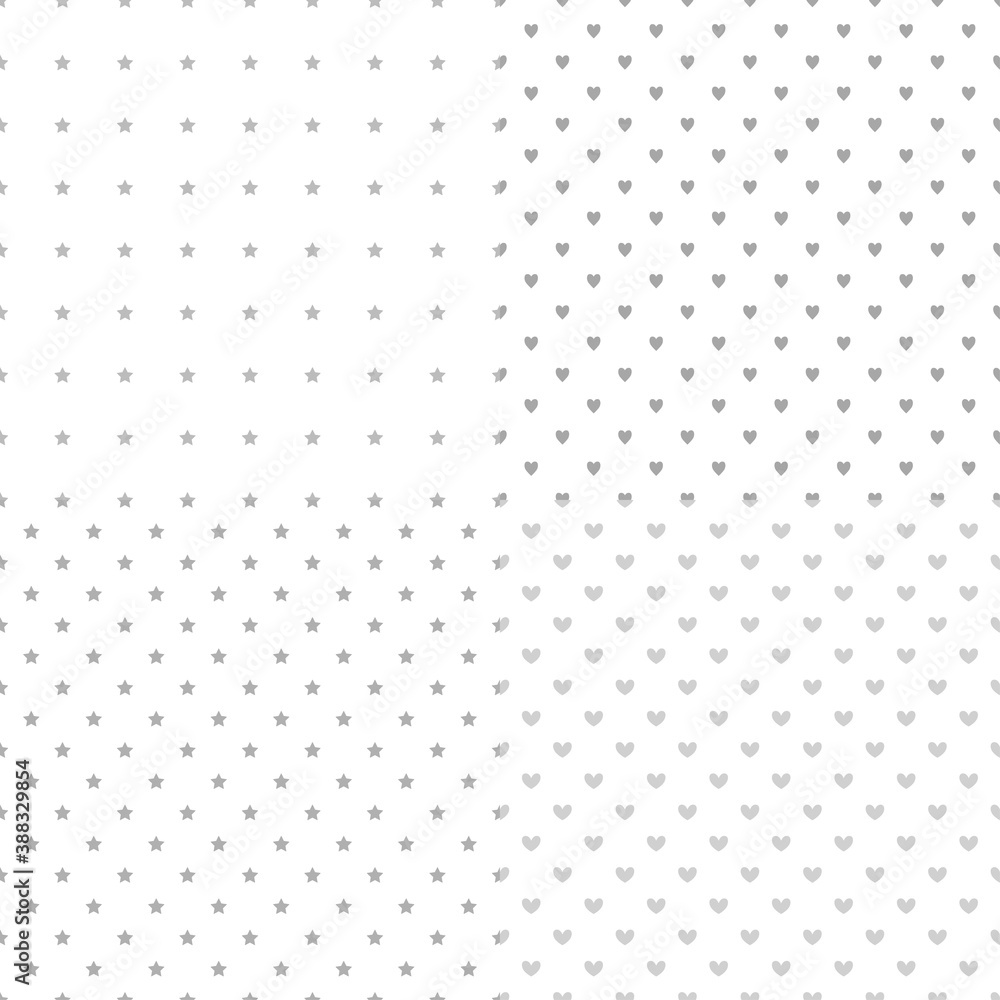 Set of backgrounds with stars and hearts. Seamless monochrome wallpaper. Black and white illustration Set of backgrounds with stars and hearts. Seamless monochrome wallpaper. Black and white illustration