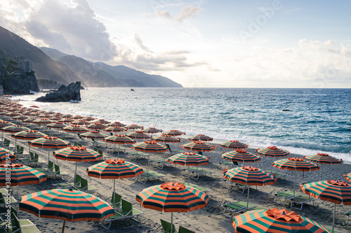 Fototapeta Naklejka Na Ścianę i Meble -  beach chairs and umbrellas