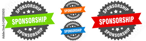 sponsorship sign. round ribbon label set. Seal