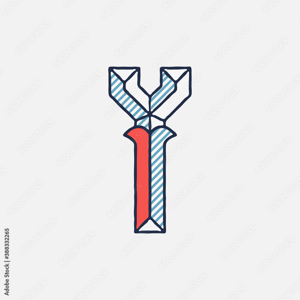 Vector condensed retro Y letter logo with striped shadows. Vector condensed retro Y letter logo with striped shadows.
