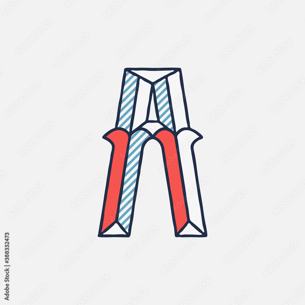 Vector condensed retro A letter logo with striped shadows. Vector condensed retro A letter logo with striped shadows.