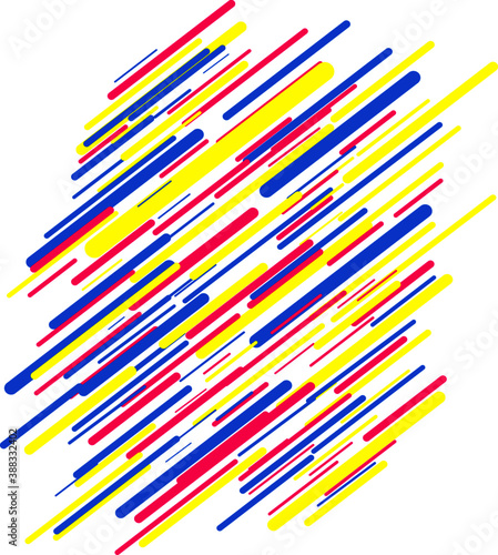 Colorful geometric lined pattern design. Abstract striped colors decorative vector, bright pink, blue and yellow color illustration. Trendy hipster style wallpaper, placard, flyer, brochure or board