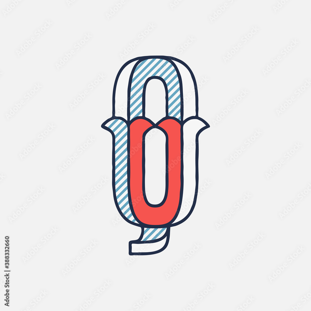 Vector condensed retro Q letter logo with striped shadows. Vector condensed retro Q letter logo with striped shadows.