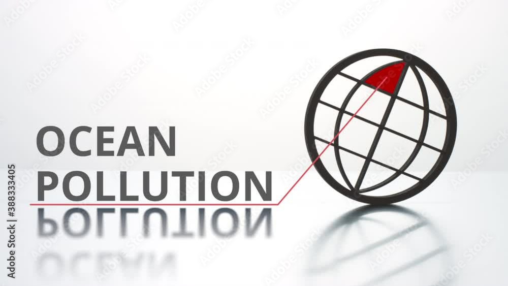 OCEAN POLLUTION text and world icon, global environmental issue concept OCEAN POLLUTION text and world icon, global environmental issue concept