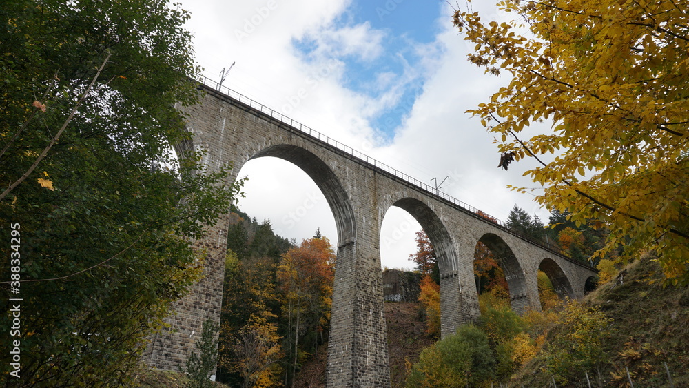 Fototapeta premium the Ravenna Bridge in Breitnau, in the month of October, Germany
