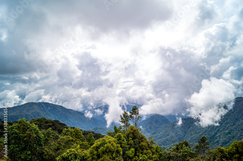 white clouds over the mountains