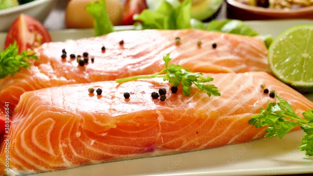 raw salmon fish fillet and pepper raw salmon fish fillet and pepper