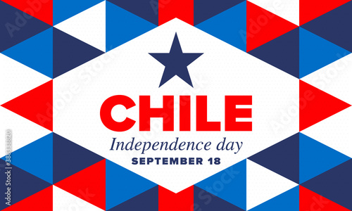 Chile Independence Day. Happy national holiday Fiestas Patrias. Freedom day. Celebrate annual in September 18. Chile flag. Patriotic chilean design. Poster, card, banner, template, background. Vector