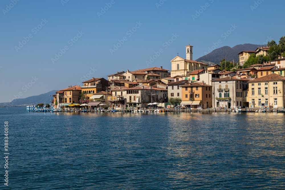 MONTE ISOLA, ITALY, SEPTEMBER 9, 2020 - View of Monte Isola, Iseo Lake, Brescia province, Lombardy, Italy.