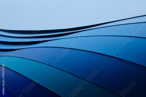 Abstract bright soft design background with blue wavy curved lines in dynamic style, Template banner design concept 