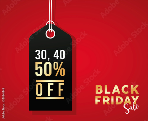 black friday sale banner with black tag hanging