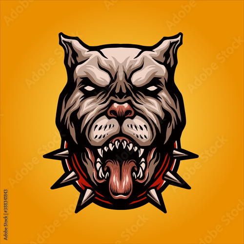 Angry Dog Pitbull Logo Mascot Vector Illustrations for your work merchandise clothing line, stickers and poster, greeting cards advertising business company or brands photo
