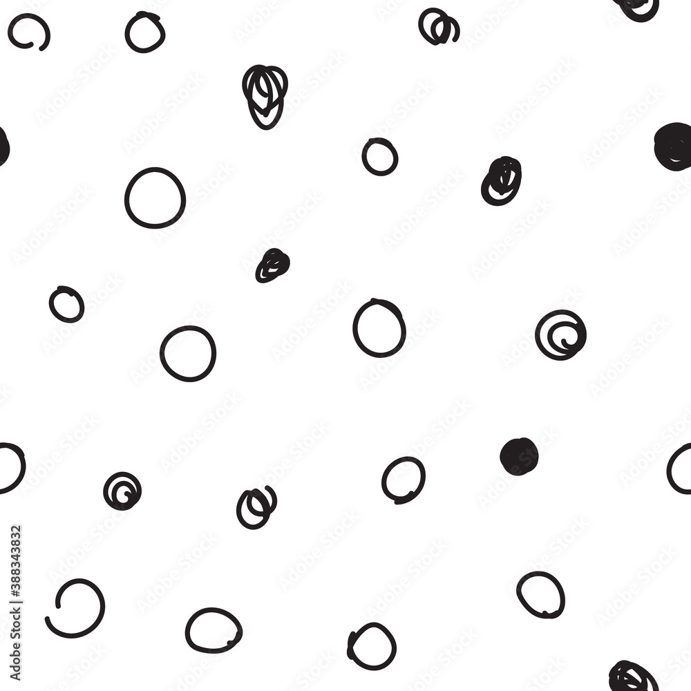 Dots seamless pattern. Hand drawn circles background texture.