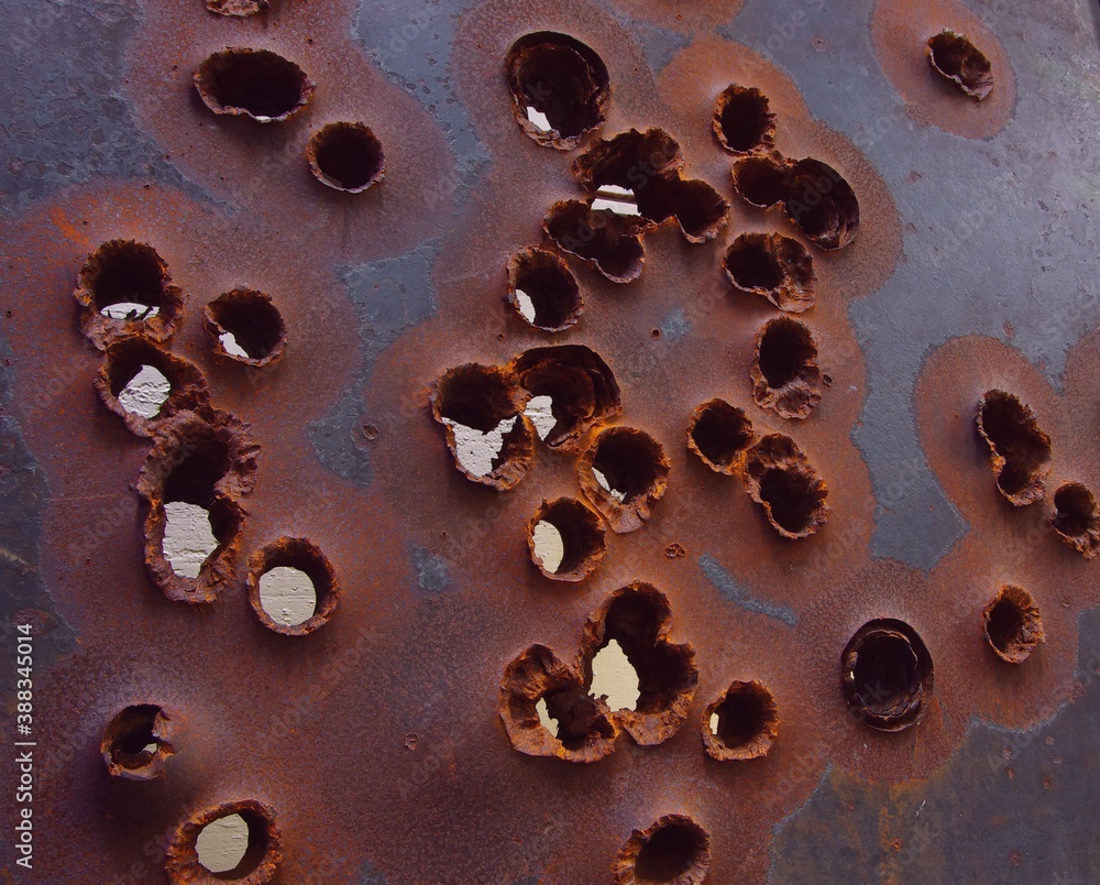 Fototapeta premium shelled and pierced armor