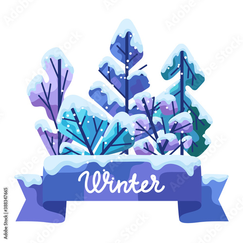 Winter background with trees.