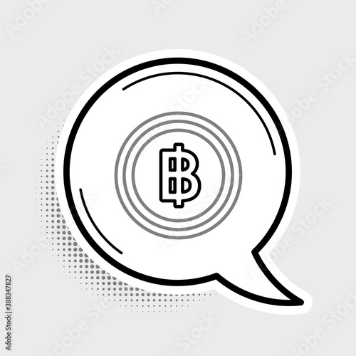 Line Cryptocurrency coin Bitcoin icon isolated on grey background. Blockchain technology, bitcoin, digital money market, cryptocoin wallet. Colorful outline concept. Vector.