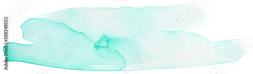 Abstract colorful stain watercolor turquoise.aquarelle on white background