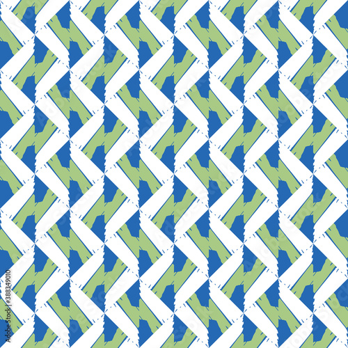 Vector seamless pattern texture background with geometric shapes  colored in blue  green  white colors.