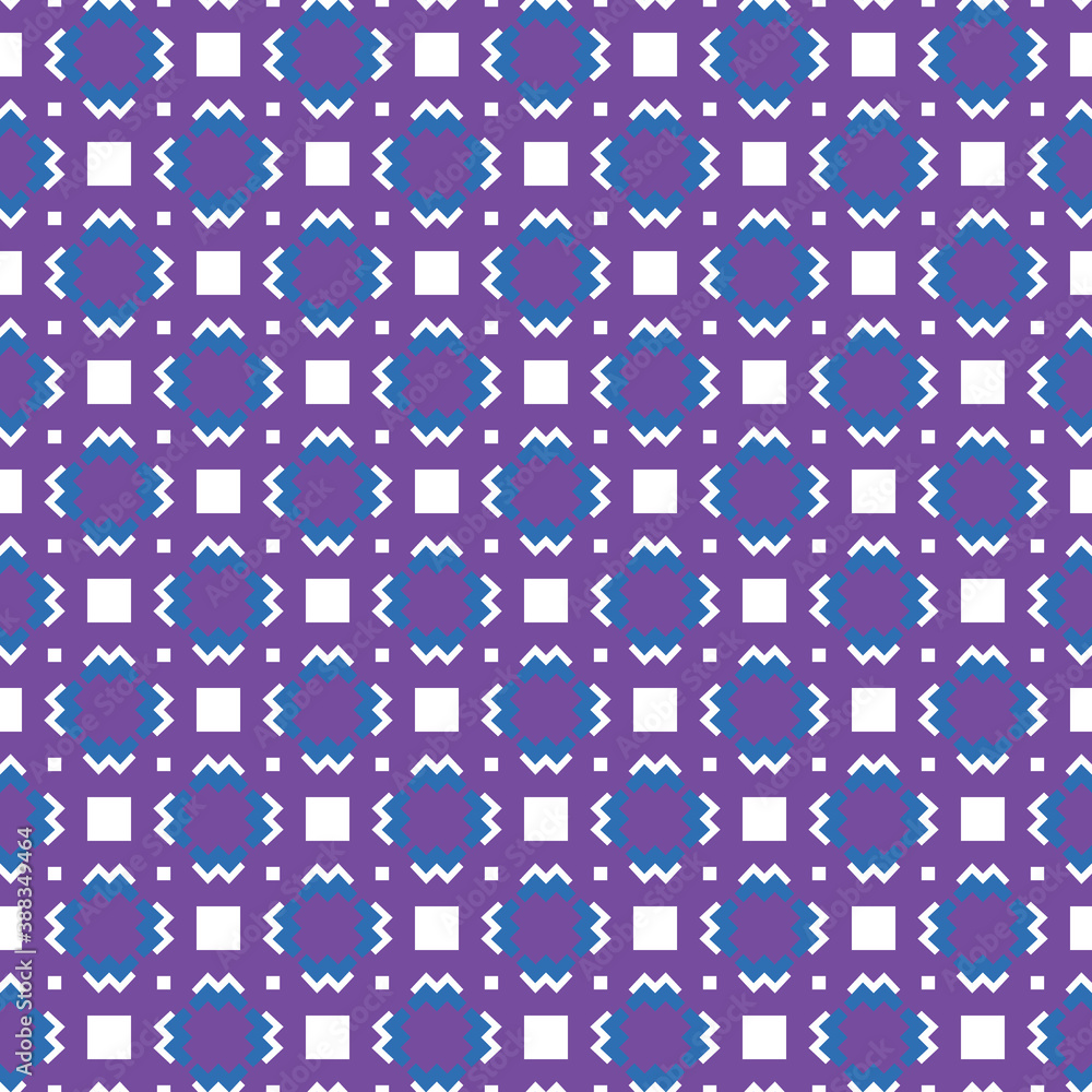 Vector seamless pattern texture background with geometric shapes, colored in purple, blue, white colors.
